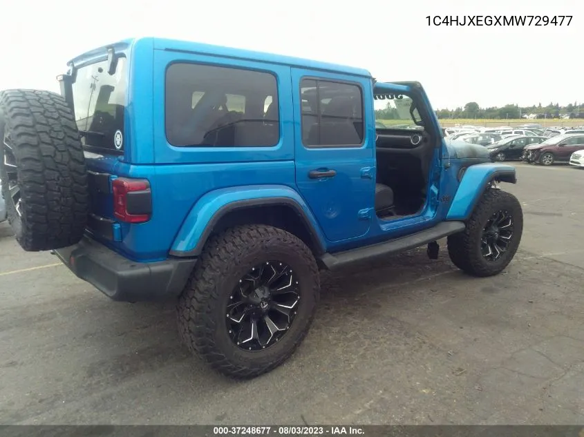 2021 Jeep Wrangler Unlimited Sahara Altitude 4X4 VIN: 1C4HJXEGXMW729477 Lot: 37248677