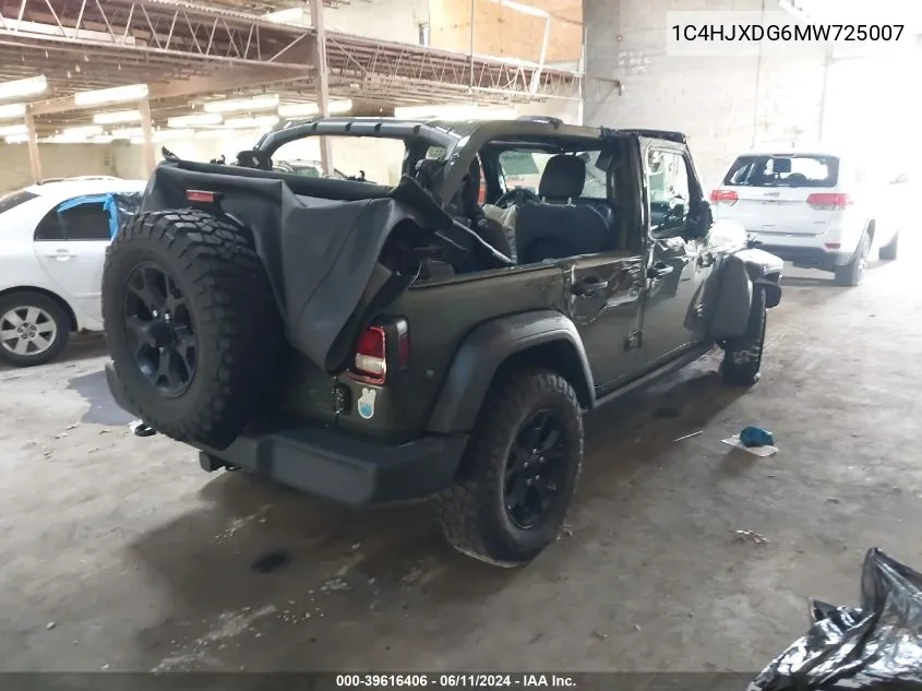 2021 Jeep Wrangler Unlimited Willys Sport 4X4 VIN: 1C4HJXDG6MW725007 Lot: 39616406