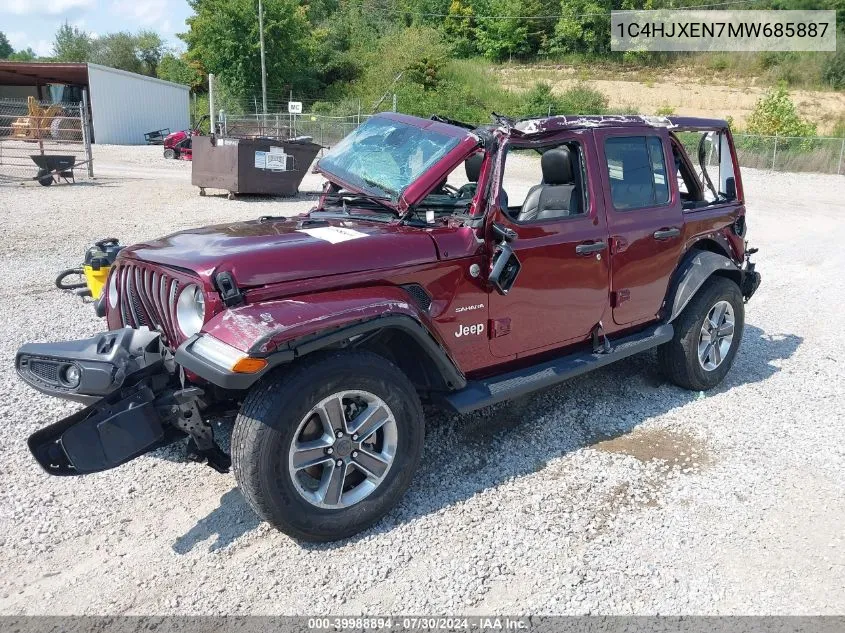 2021 Jeep Wrangler Unlimited Sahara 4X4 VIN: 1C4HJXEN7MW685887 Lot: 39988894