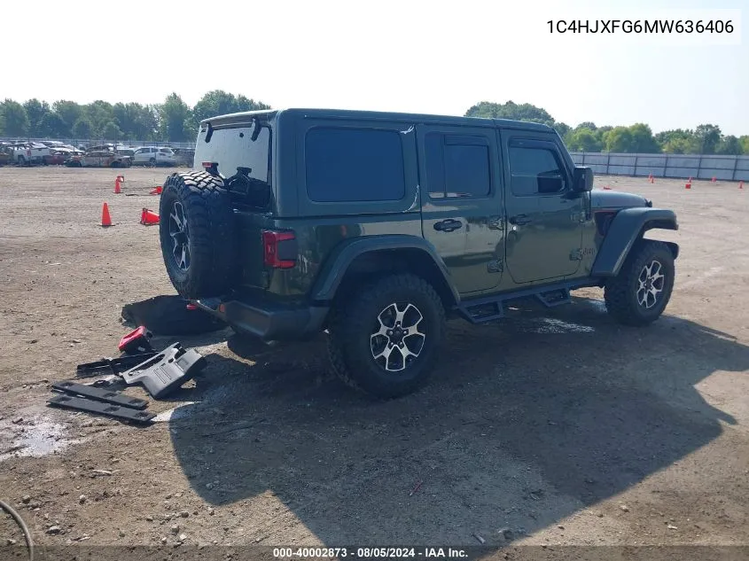 2021 Jeep Wrangler Unlimited Rubicon 4X4 VIN: 1C4HJXFG6MW636406 Lot: 40002873