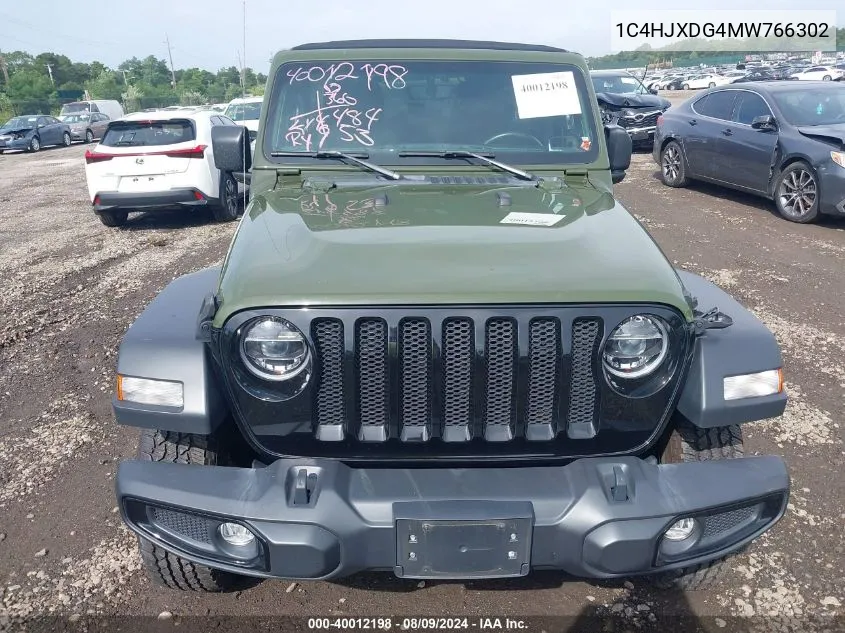 2021 Jeep Wrangler Unlimited Willys 4X4 VIN: 1C4HJXDG4MW766302 Lot: 40012198