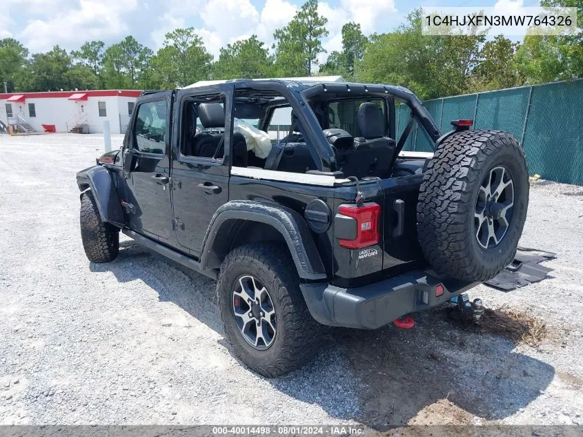 1C4HJXFN3MW764326 2021 Jeep Wrangler Unlimited Rubicon 4X4