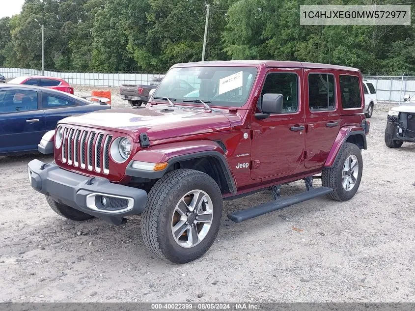 2021 Jeep Wrangler Unlimited Sahara 4X4 VIN: 1C4HJXEG0MW572977 Lot: 40022399