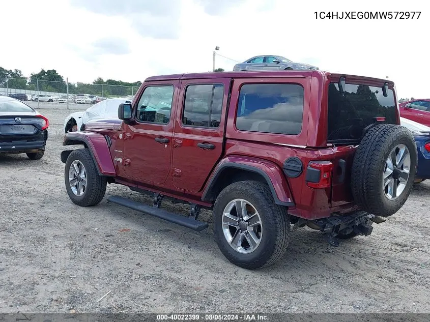 2021 Jeep Wrangler Unlimited Sahara 4X4 VIN: 1C4HJXEG0MW572977 Lot: 40022399