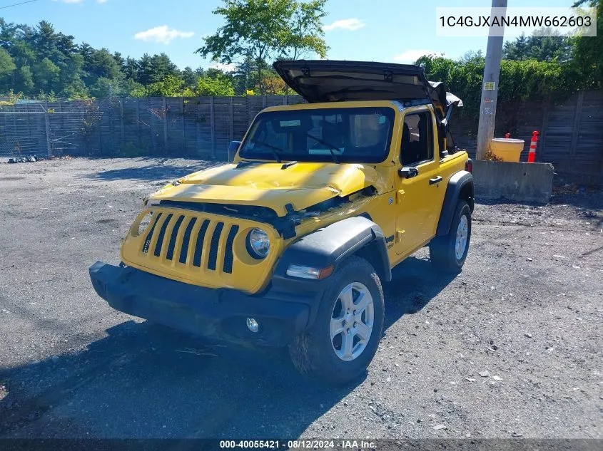 2021 Jeep Wrangler Sport S 4X4 VIN: 1C4GJXAN4MW662603 Lot: 40055421