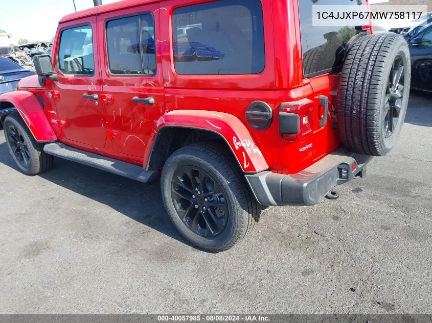 2021 Jeep Wrangler 4Xe Sahara 4Xe VIN: 1C4JJXP67MW758117 Lot: 40654197