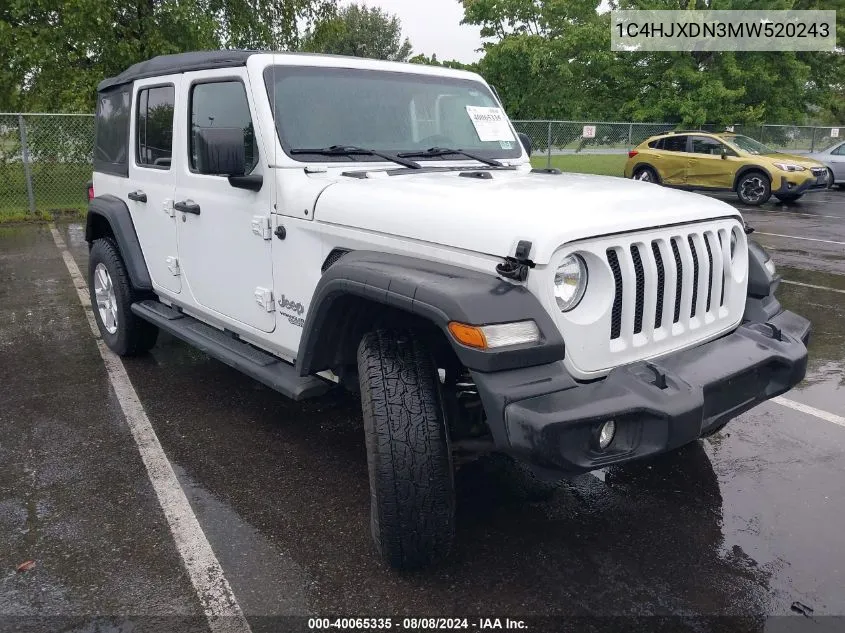 2021 Jeep Wrangler Unlimited 80Th Anniversary 4X4/Freedom 4X4/Islander 4X4/Sport 4X4/Sport Altitude 4X4/Sport S 4X4 VIN: 1C4HJXDN3MW520243 Lot: 40065335