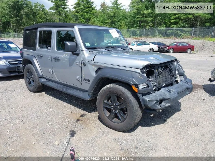 2021 Jeep Wrangler Unlimited Sport Altitude 4X4 VIN: 1C4HJXDN4MW533700 Lot: 40076620