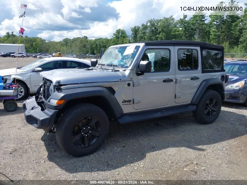 2021 Jeep Wrangler Unlimited Sport Altitude 4X4 VIN: 1C4HJXDN4MW533700 Lot: 40076620