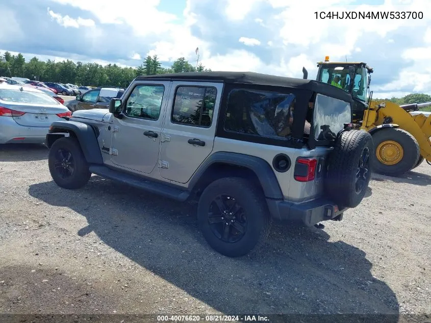 2021 Jeep Wrangler Unlimited Sport Altitude 4X4 VIN: 1C4HJXDN4MW533700 Lot: 40076620