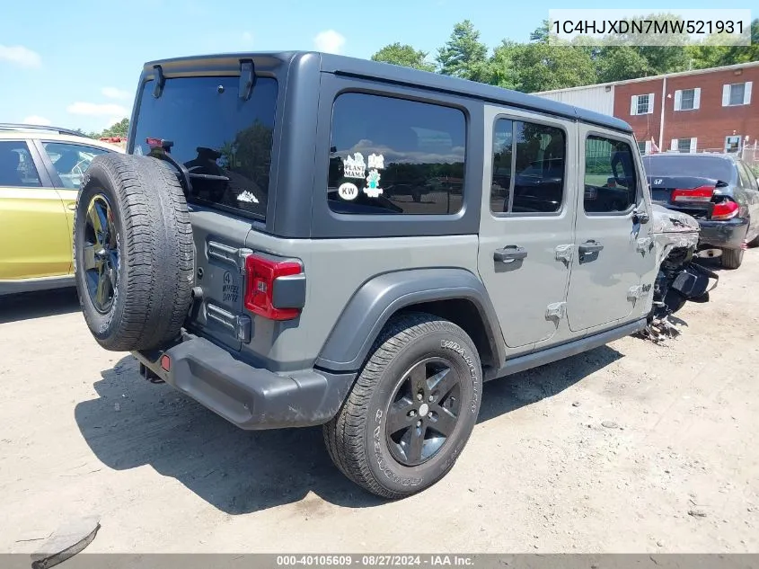 2021 Jeep Wrangler Unlimited Willys 4X4 VIN: 1C4HJXDN7MW521931 Lot: 40105609