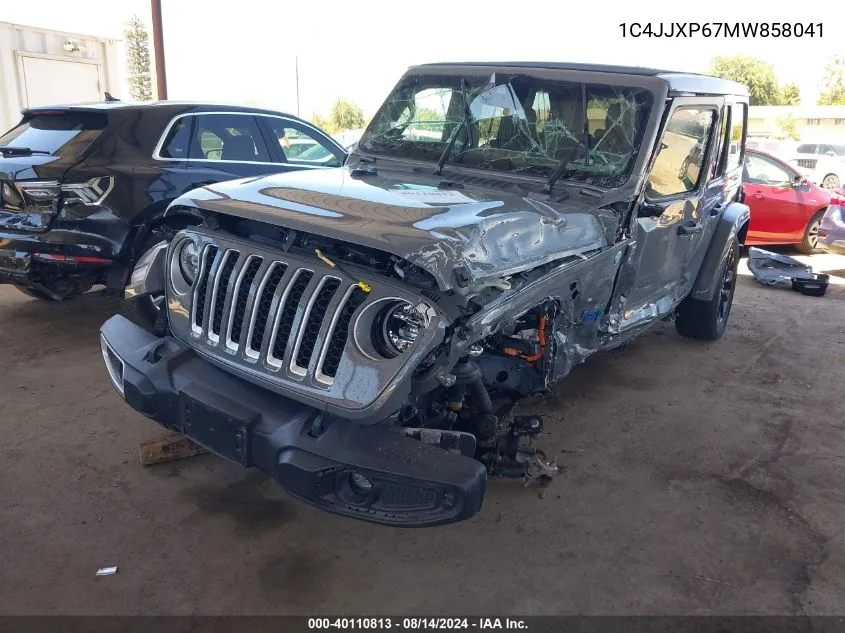 2021 Jeep Wrangler 4Xe Unlimited Sahara 4X4 VIN: 1C4JJXP67MW858041 Lot: 40110813