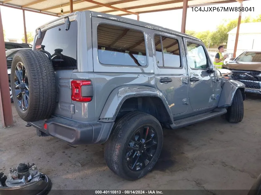 2021 Jeep Wrangler 4Xe Unlimited Sahara 4X4 VIN: 1C4JJXP67MW858041 Lot: 40110813