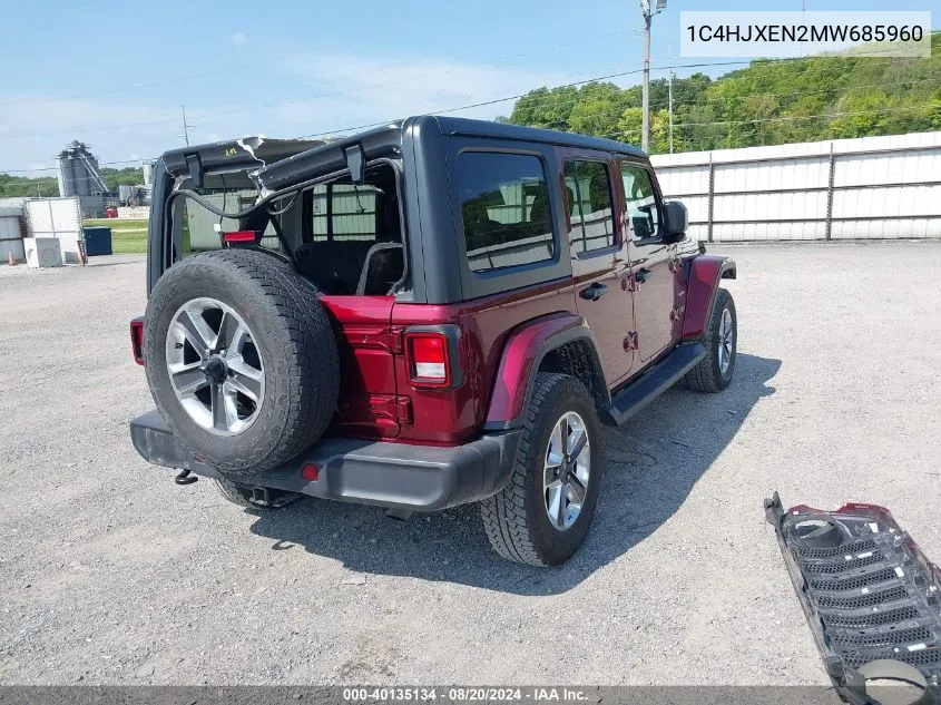 2021 Jeep Wrangler Unlimited Sahara VIN: 1C4HJXEN2MW685960 Lot: 40135134