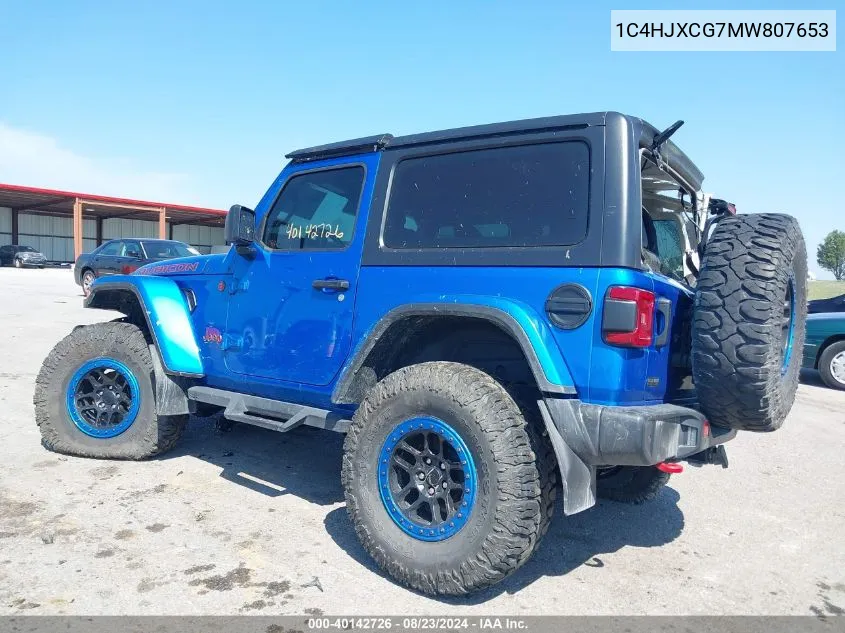 2021 Jeep Wrangler Rubicon 4X4 VIN: 1C4HJXCG7MW807653 Lot: 40142726