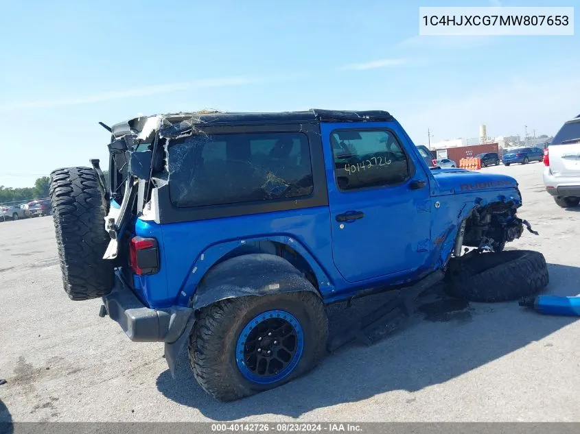 2021 Jeep Wrangler Rubicon 4X4 VIN: 1C4HJXCG7MW807653 Lot: 40142726