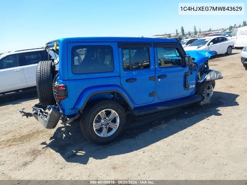 2021 Jeep Wrangler Unlimited Sahara 4X4 VIN: 1C4HJXEG7MW843629 Lot: 40158818