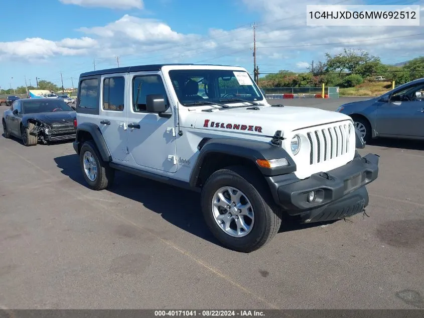 2021 Jeep Wrangler Unlimited Islander 4X4 VIN: 1C4HJXDG6MW692512 Lot: 40171041