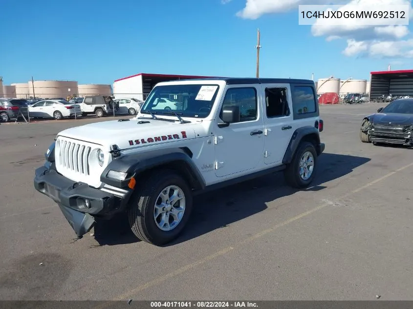 1C4HJXDG6MW692512 2021 Jeep Wrangler Unlimited Islander 4X4