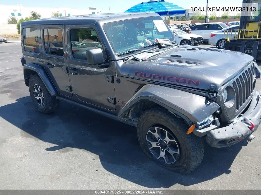 2021 Jeep Wrangler Unlimited Rubicon 4X4 VIN: 1C4JJXFM4MW538143 Lot: 40175325