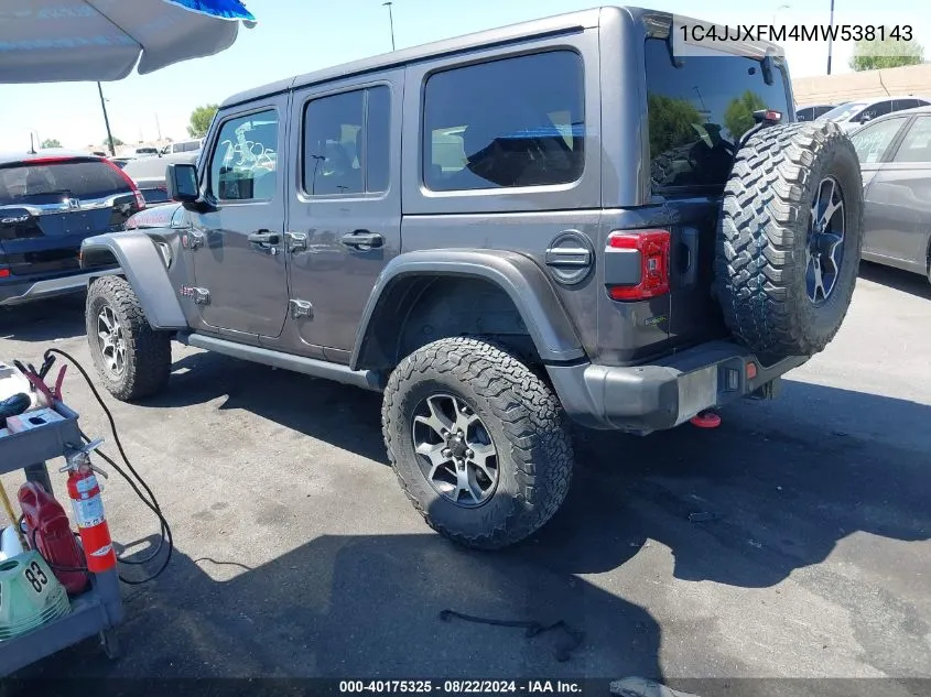 2021 Jeep Wrangler Unlimited Rubicon 4X4 VIN: 1C4JJXFM4MW538143 Lot: 40175325