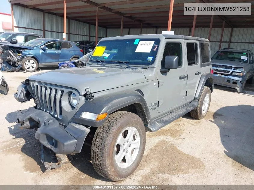 2021 Jeep Wrangler Unlimited Sport S 4X4 VIN: 1C4HJXDNXMW521258 Lot: 40191137