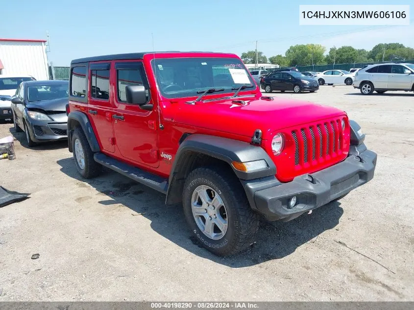 2021 Jeep Wrangler Unlimited Sport Rhd 4X4 VIN: 1C4HJXKN3MW606106 Lot: 40198290