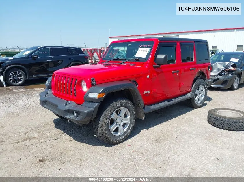 2021 Jeep Wrangler Unlimited Sport Rhd 4X4 VIN: 1C4HJXKN3MW606106 Lot: 40198290