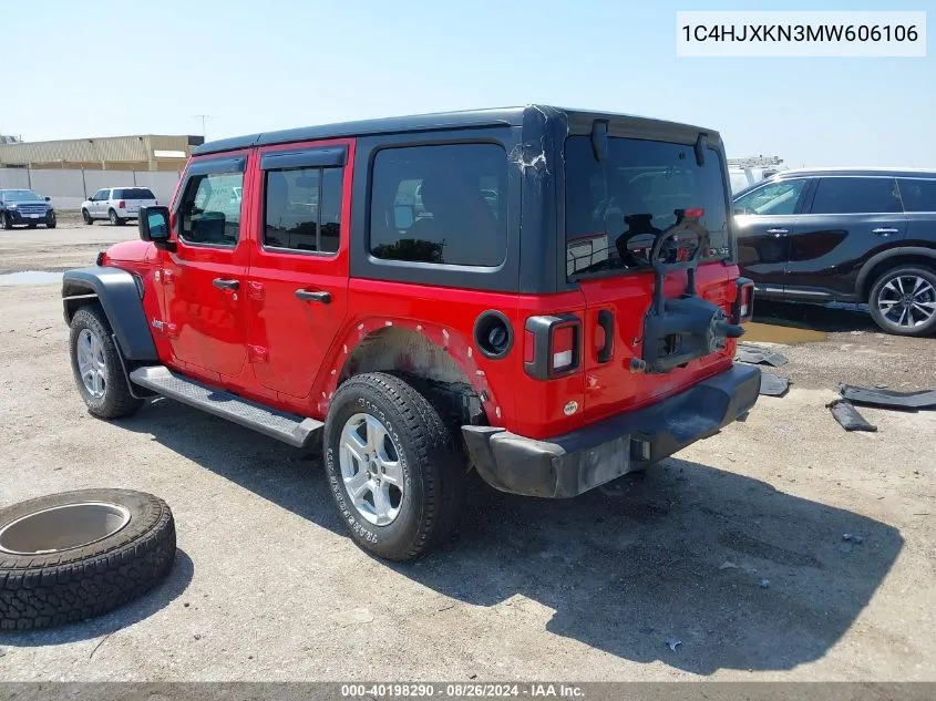 2021 Jeep Wrangler Unlimited Sport Rhd 4X4 VIN: 1C4HJXKN3MW606106 Lot: 40198290