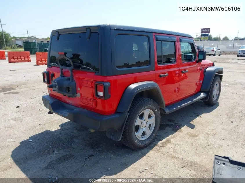 1C4HJXKN3MW606106 2021 Jeep Wrangler Unlimited Sport Rhd 4X4