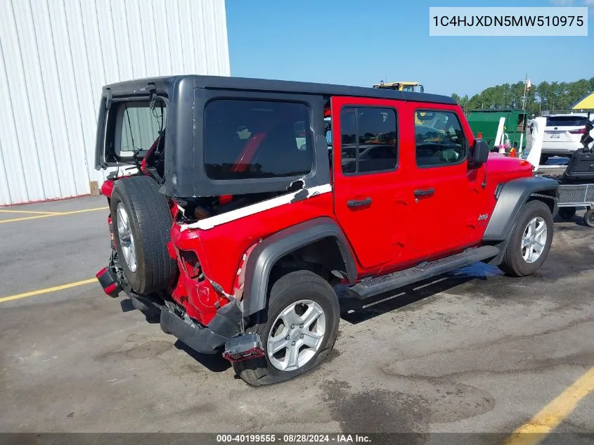 2021 Jeep Wrangler Unlimited Sport S 4X4 VIN: 1C4HJXDN5MW510975 Lot: 40199555