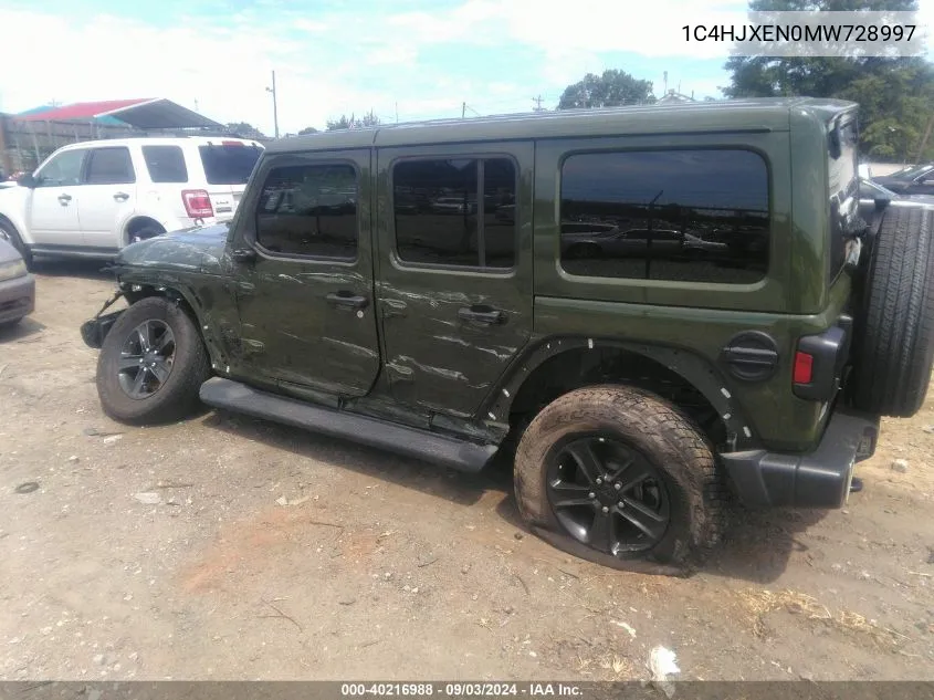 2021 Jeep Wrangler Unlimited Sahara Altitude 4X4 VIN: 1C4HJXEN0MW728997 Lot: 40216988