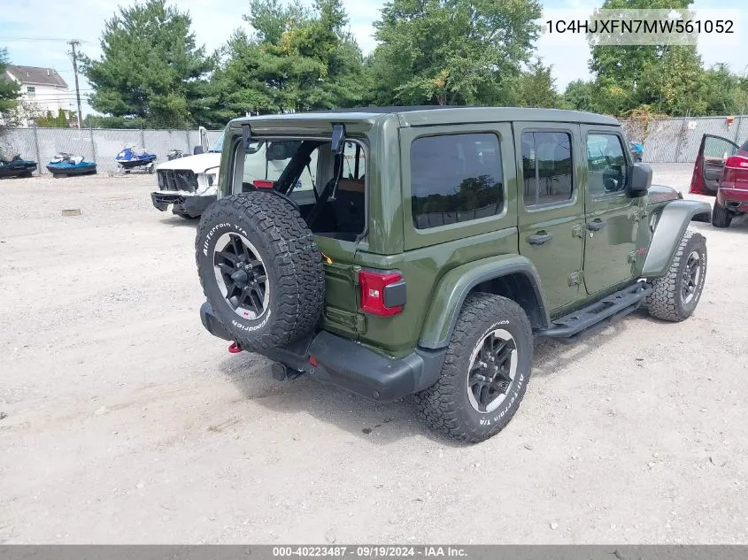 2021 Jeep Wrangler Unlimited Rubicon 4X4 VIN: 1C4HJXFN7MW561052 Lot: 40223487