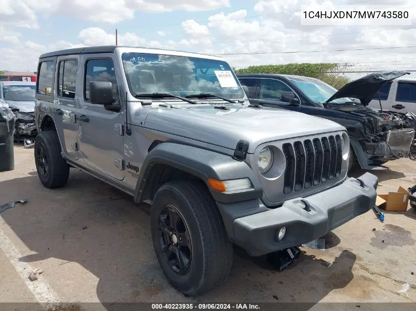 2021 Jeep Wrangler Unlimited Sport S 4X4 VIN: 1C4HJXDN7MW743580 Lot: 40223935