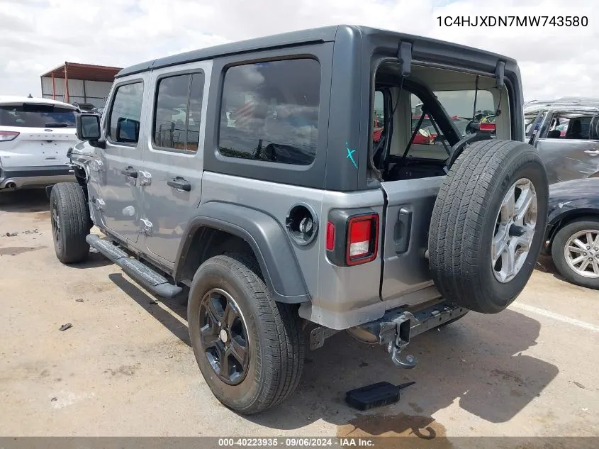 2021 Jeep Wrangler Unlimited Sport S 4X4 VIN: 1C4HJXDN7MW743580 Lot: 40223935