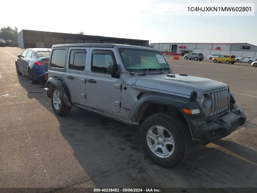 2021 Jeep Wrangler Unlimited Sport VIN: 1C4HJXKN1MW602801 Lot: 40239452