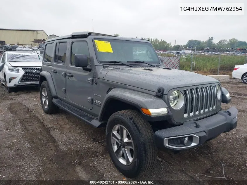 2021 Jeep Wrangler Unlimited Sahara 4X4 VIN: 1C4HJXEG7MW762954 Lot: 40242751