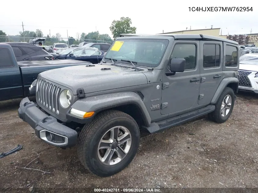 2021 Jeep Wrangler Unlimited Sahara 4X4 VIN: 1C4HJXEG7MW762954 Lot: 40242751