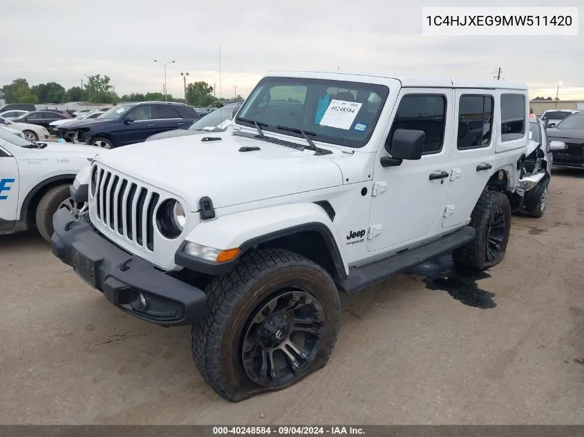 2021 Jeep Wrangler Unlimited Sahara VIN: 1C4HJXEG9MW511420 Lot: 40248584