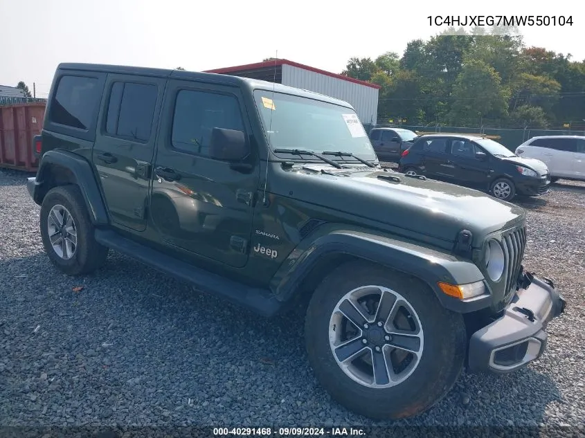 2021 Jeep Wrangler Unlimited Sahara 4X4 VIN: 1C4HJXEG7MW550104 Lot: 40291468