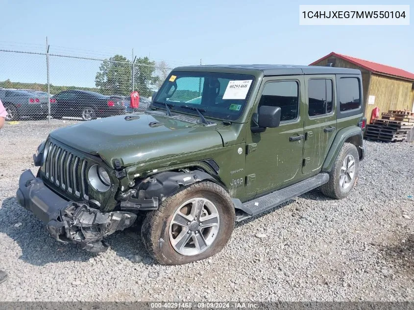 2021 Jeep Wrangler Unlimited Sahara 4X4 VIN: 1C4HJXEG7MW550104 Lot: 40291468