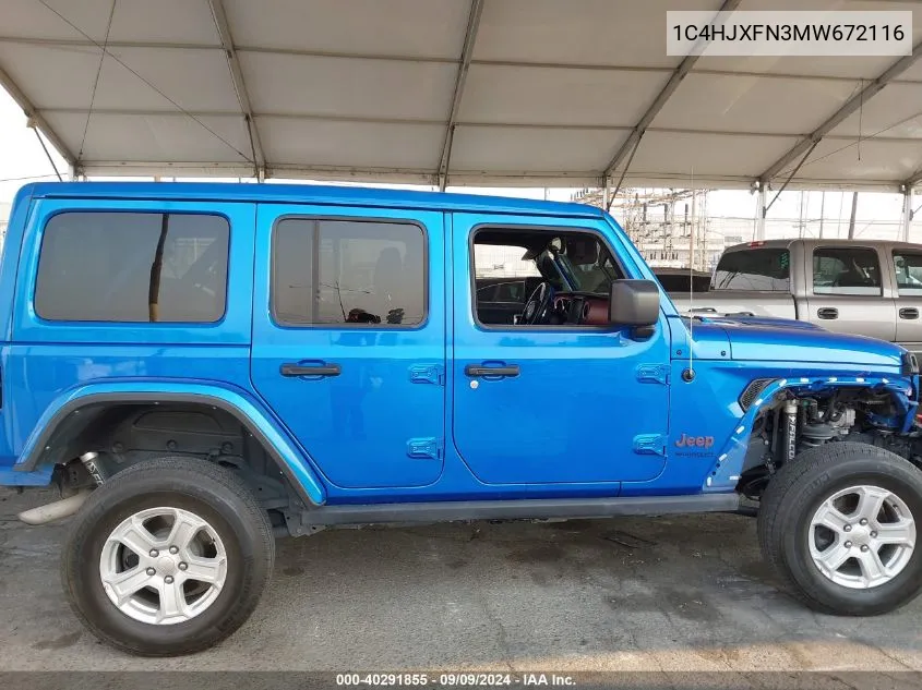 2021 Jeep Wrangler Unlimited Rubicon 4X4 VIN: 1C4HJXFN3MW672116 Lot: 40291855