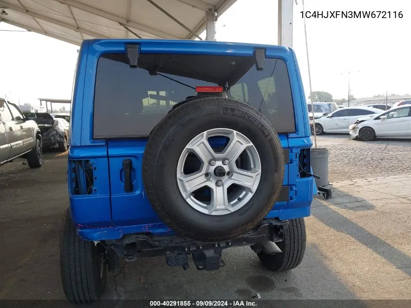 2021 Jeep Wrangler Unlimited Rubicon 4X4 VIN: 1C4HJXFN3MW672116 Lot: 40291855