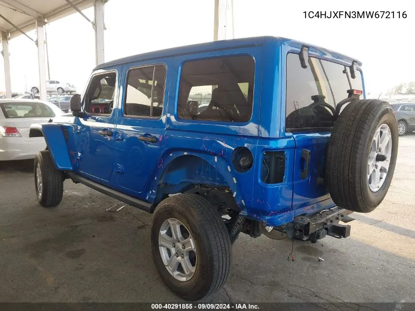 2021 Jeep Wrangler Unlimited Rubicon 4X4 VIN: 1C4HJXFN3MW672116 Lot: 40291855