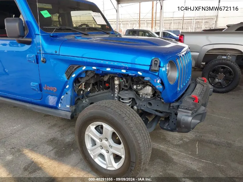 2021 Jeep Wrangler Unlimited Rubicon 4X4 VIN: 1C4HJXFN3MW672116 Lot: 40291855