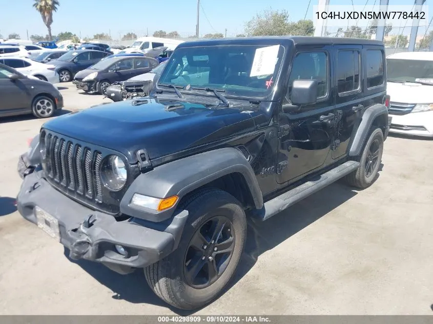 2021 Jeep Wrangler Unlimited Sport VIN: 1C4HJXDN5MW778442 Lot: 40298909