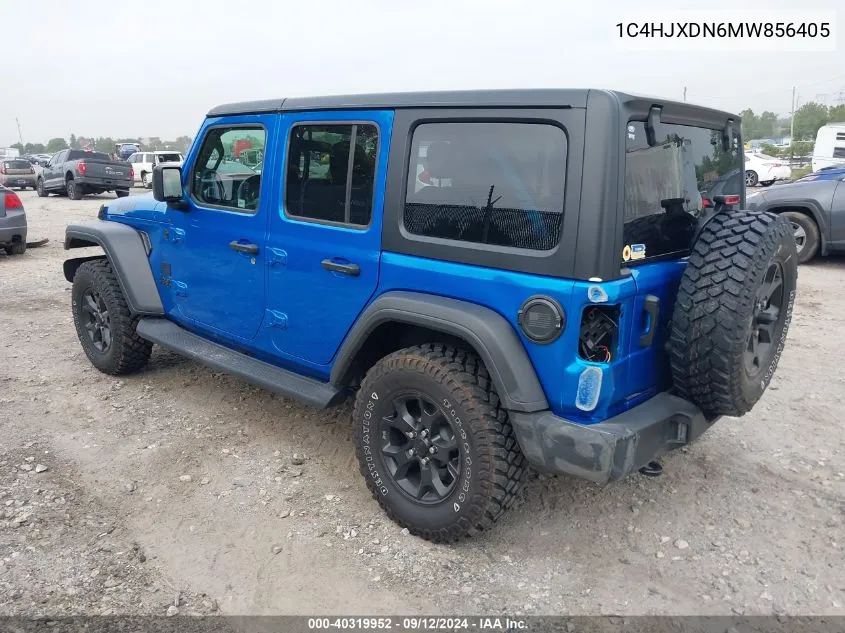 2021 Jeep Wrangler Unlimited Willys 4X4 VIN: 1C4HJXDN6MW856405 Lot: 40319952