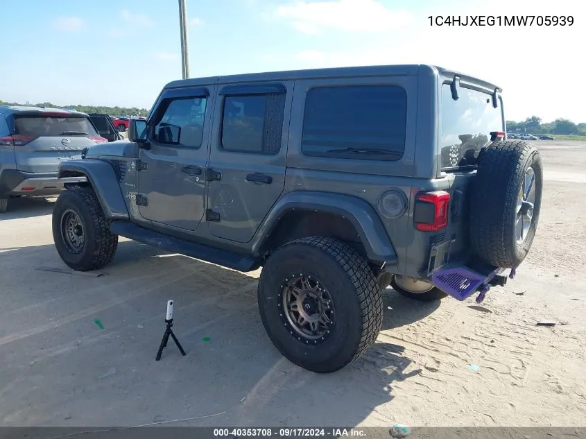 2021 Jeep Wrangler Unlimited Sahara VIN: 1C4HJXEG1MW705939 Lot: 40353708