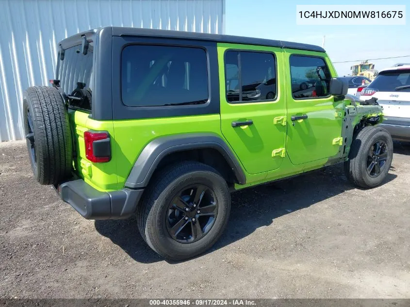 2021 Jeep Wrangler Unlimited Sport Altitude 4X4 VIN: 1C4HJXDN0MW816675 Lot: 40355946