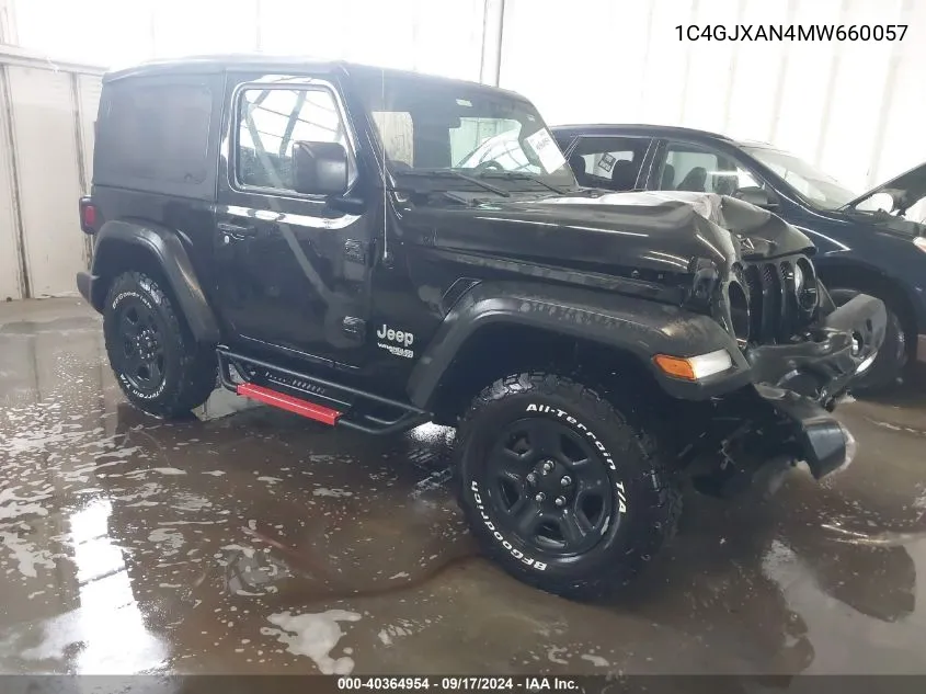 1C4GJXAN4MW660057 2021 Jeep Wrangler Sport 4X4